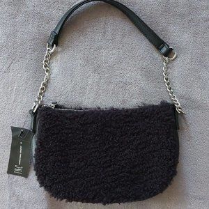 INC Zoiey Small Black Fuzzy Bag